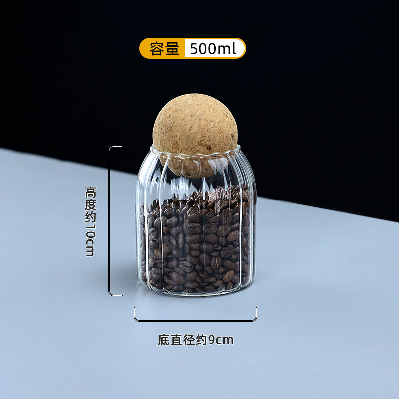 Frasco de almacenamiento de vidrio transparente tarro de té frasco de vidrio de corcho esférico Frasco de almacenamiento de granos de frutas secas de cocina