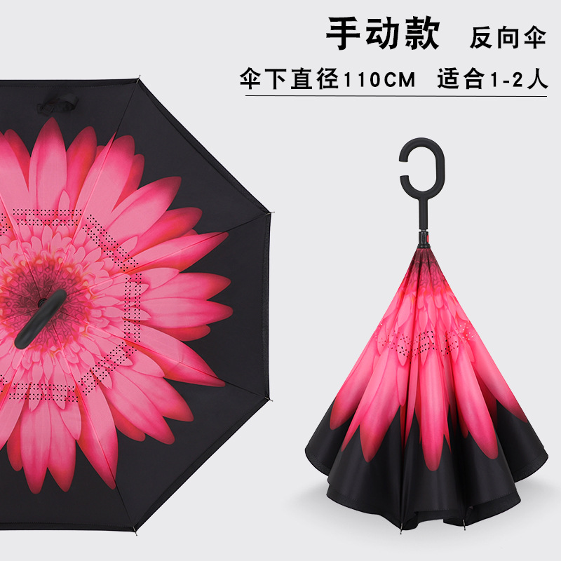 逆傘二重傘立っているC型ハンズフリー車逆傘ストレート傘広告傘印ロゴメーカー現物