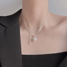 S990纯银双爱心项链女小众设计感轻奢高级感INS冷淡风心形锁骨链