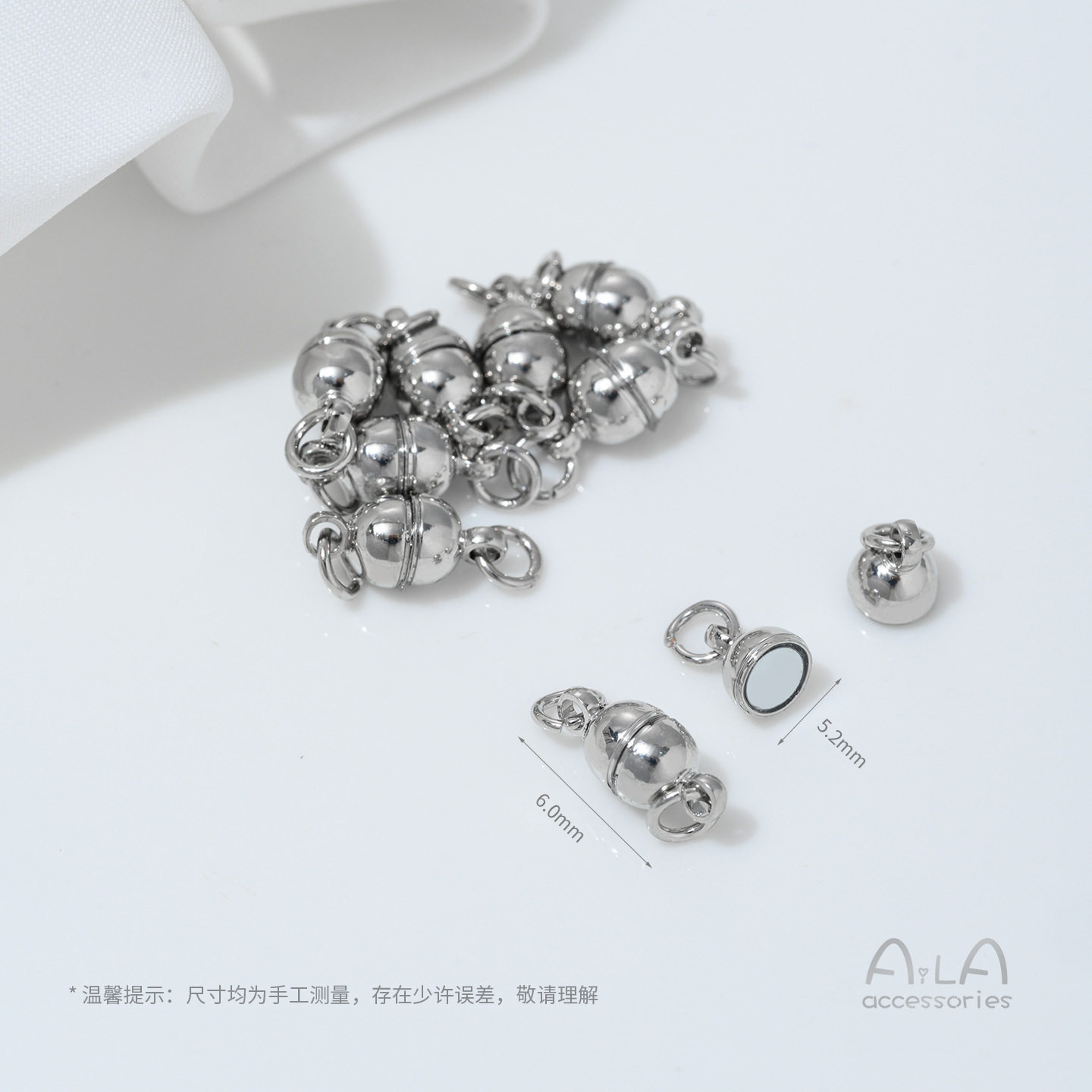 強力な色保持プラチナラウンドマグネットバックル 14 18K ボール磁気バックル diy ハンドネックレスジュエリー仕上げバックルアクセサリー