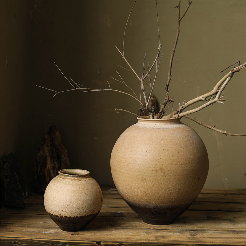 Japanese Zen Style Coarse Pottery Handmade Art Ceramic Vase Interior Decoration Decoration Vintage Homestay Pottery Pot Flower Ornaments