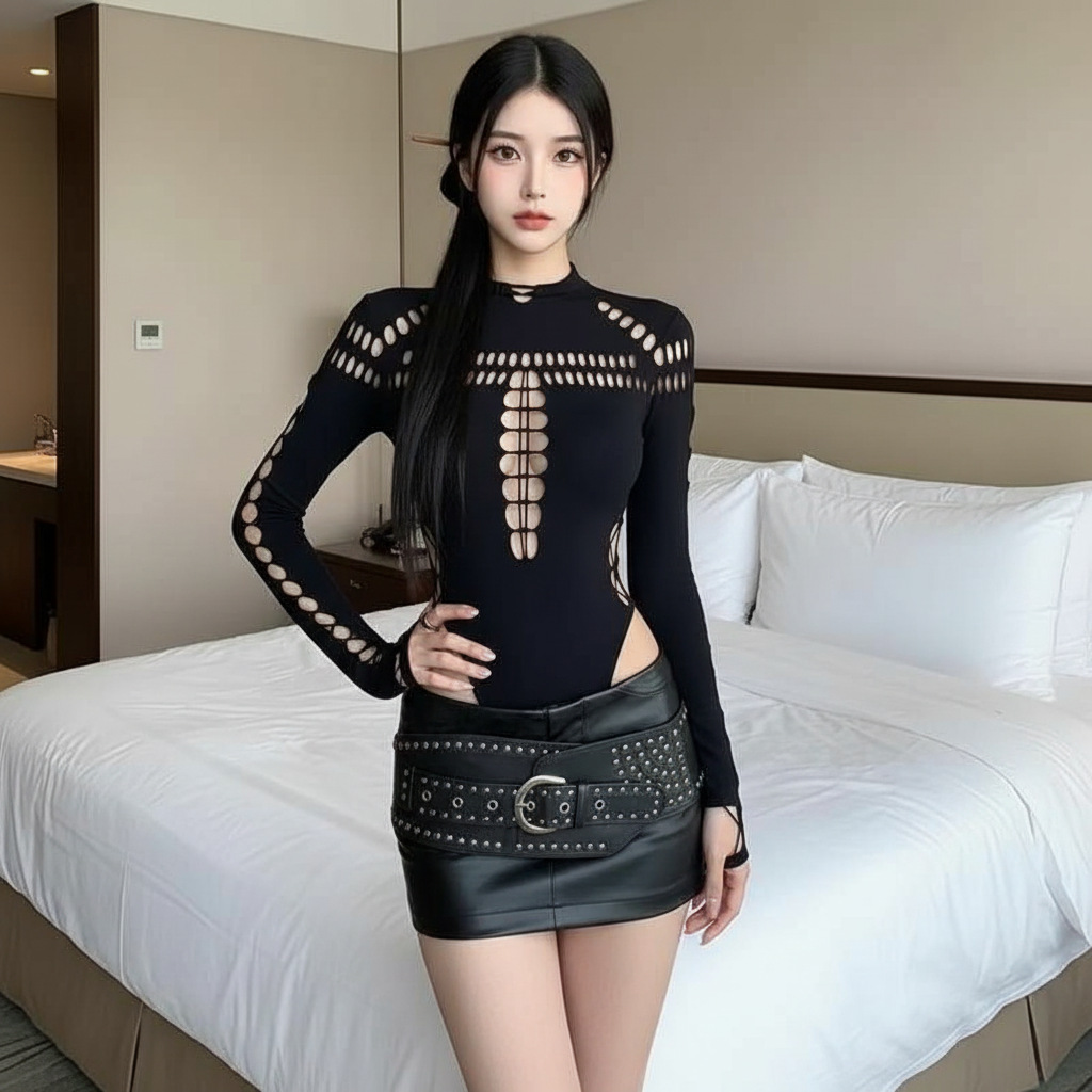 European and American style fashion sexy solid color jacquard mesh…