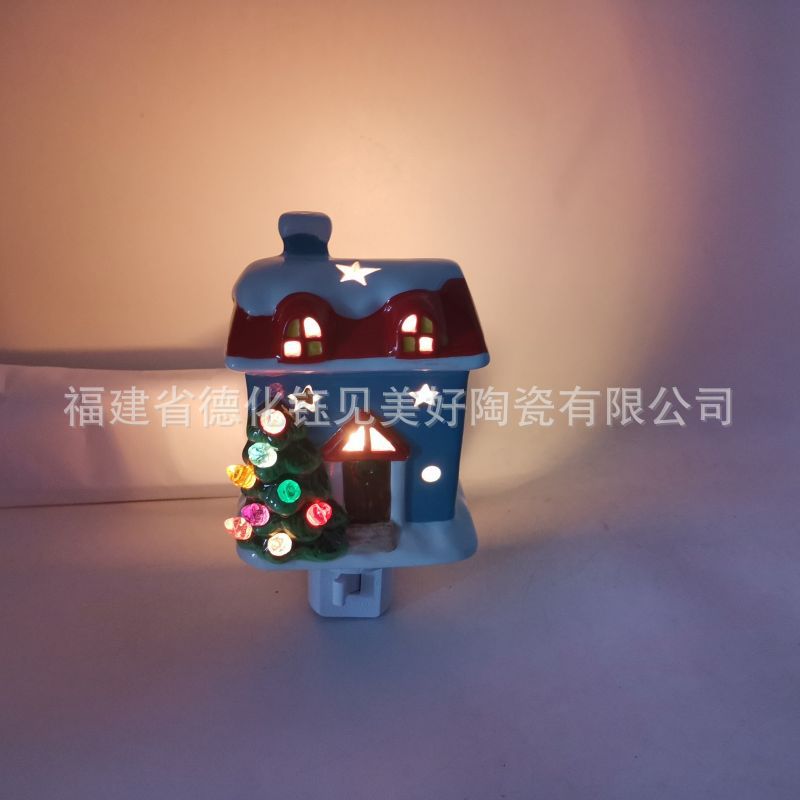 UL US standard 360° rotating plug ceramic Christmas tree snowman…