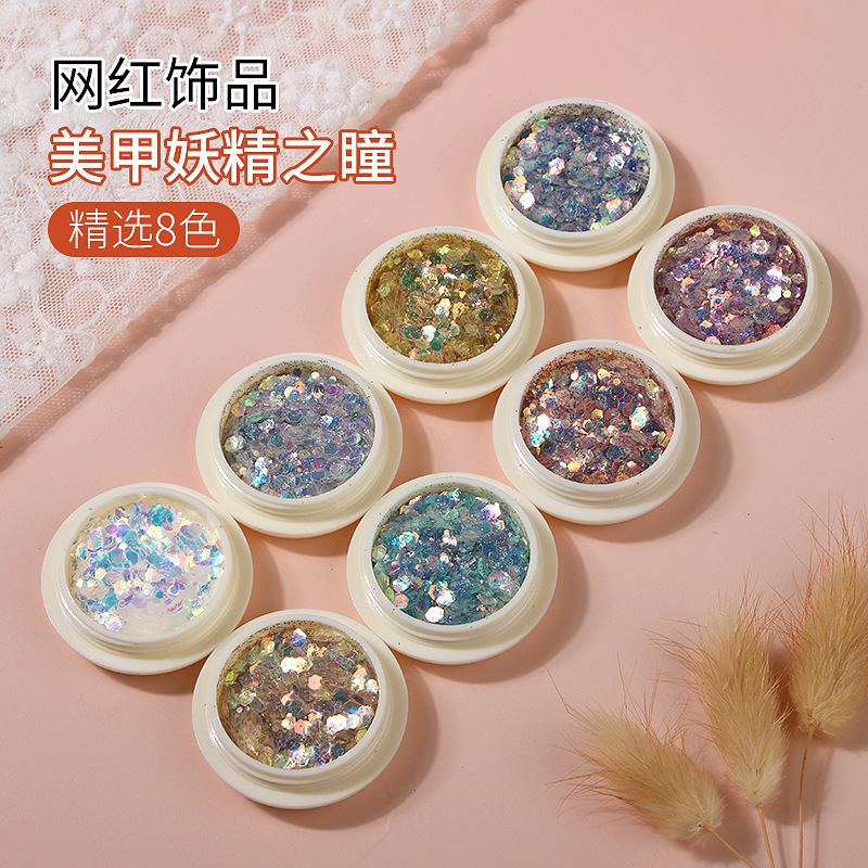 Cyber Celebrity Goblin Eyes Nail Art Sequin 2019 New Gradient Glitter Size Mixed Phototherapy Crystal Extension Armor Jewelry