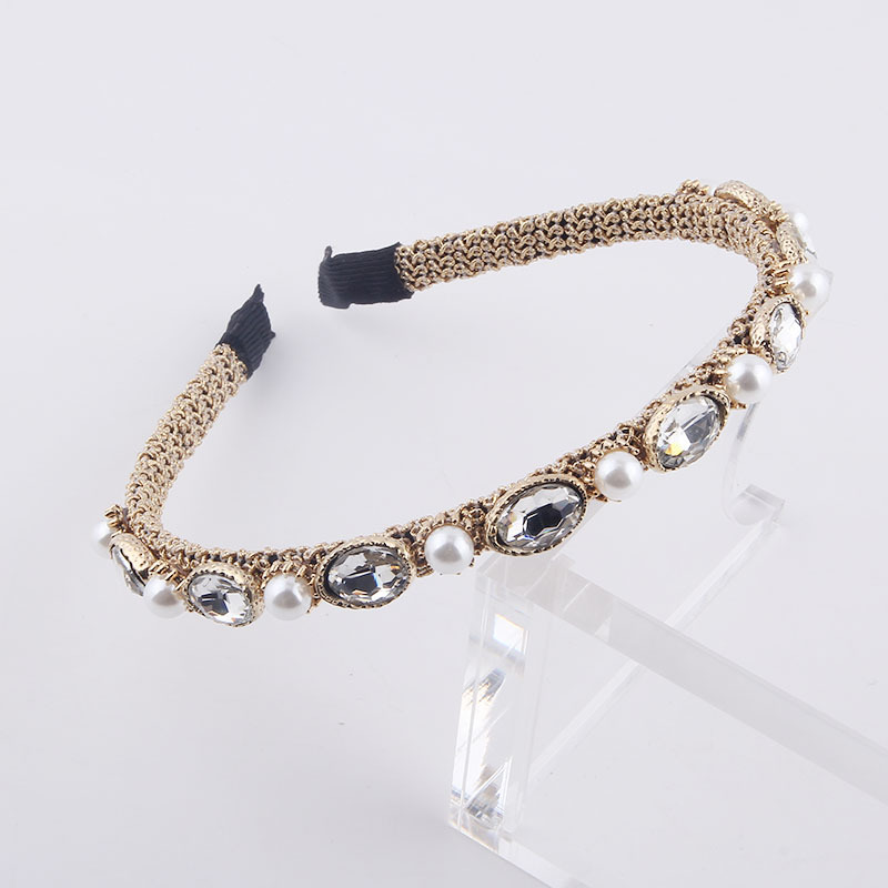 New Fashion Simple Wrapped Diamond Pearl Headband display picture 10