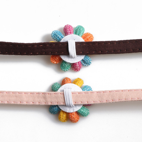 Aming New Pet Collar Faux Fur Fabric Sunflower Silly Expression Cat Collar Cute Kitten Collar