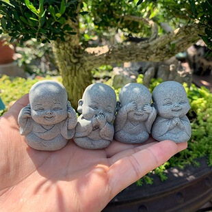 Wholesale Chinese Zen Style Little Monk Sandstone Little Monk Rockery Potted Fish Tank Desktop Micro Landscape Decoration