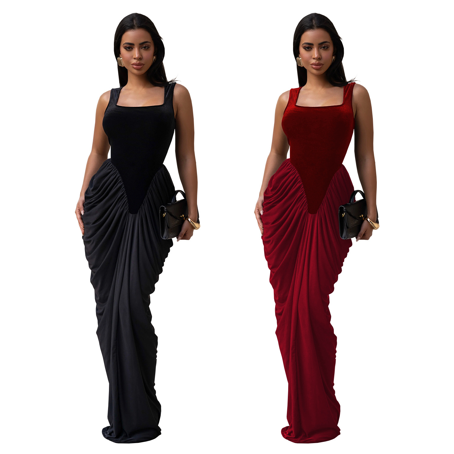 C7582 Aliexpress transfronterizo Amazon Europa y América de moda temperamento de mujer cintura reducida sin mangas vestido de cadera