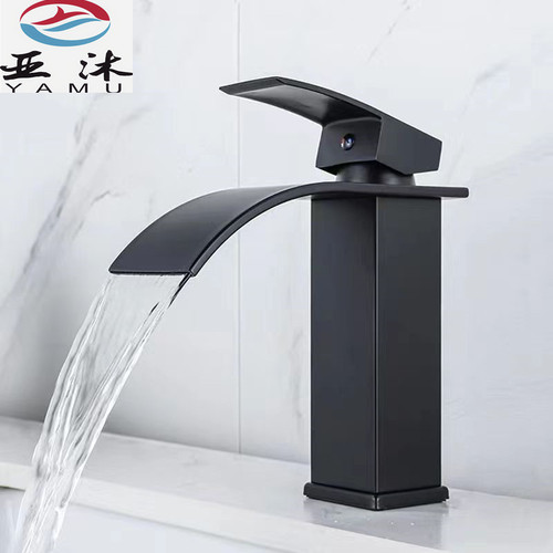 Cross-border stainless steel copper core low waterfall hot and cold faucet washbasin kitchen sink splash-proof universal single-hole faucet