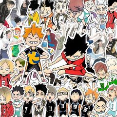 120张运动排球少年贴纸热血男高高燃漫画人物diy手机壳笔记本贴画