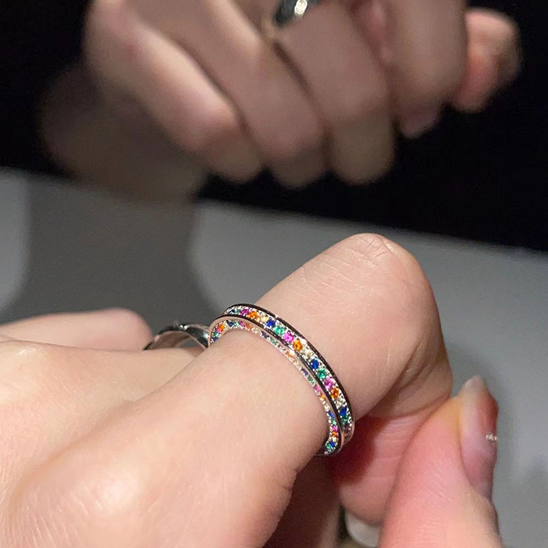 Daily, Shopping Occasion Copper Material Ins Style Korean Style Geometric Copper Inlay Zircon Open Ring