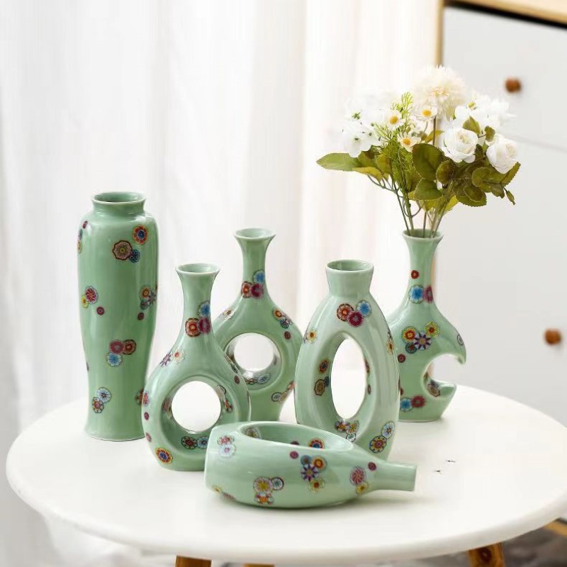 Chinese countertop vase ornaments ceramic wine cabinet flower…