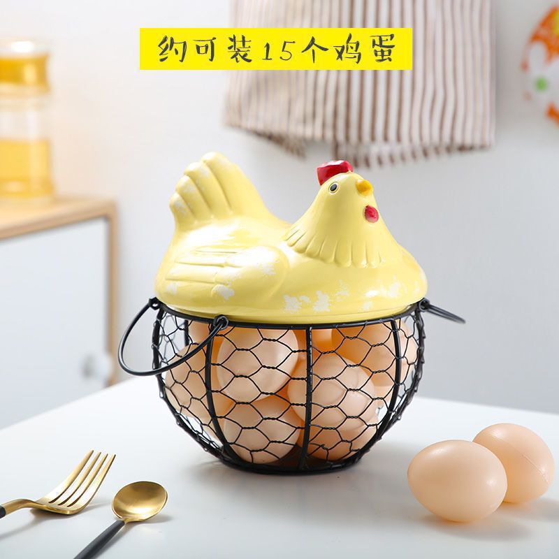 セラミックエッグバスケット、フルーツバスケット、雑貨、ブルーセラミックキッチンラック、クリエイティブストレージ、アイアンバスケット、アイアンストレージバスケット|undefined