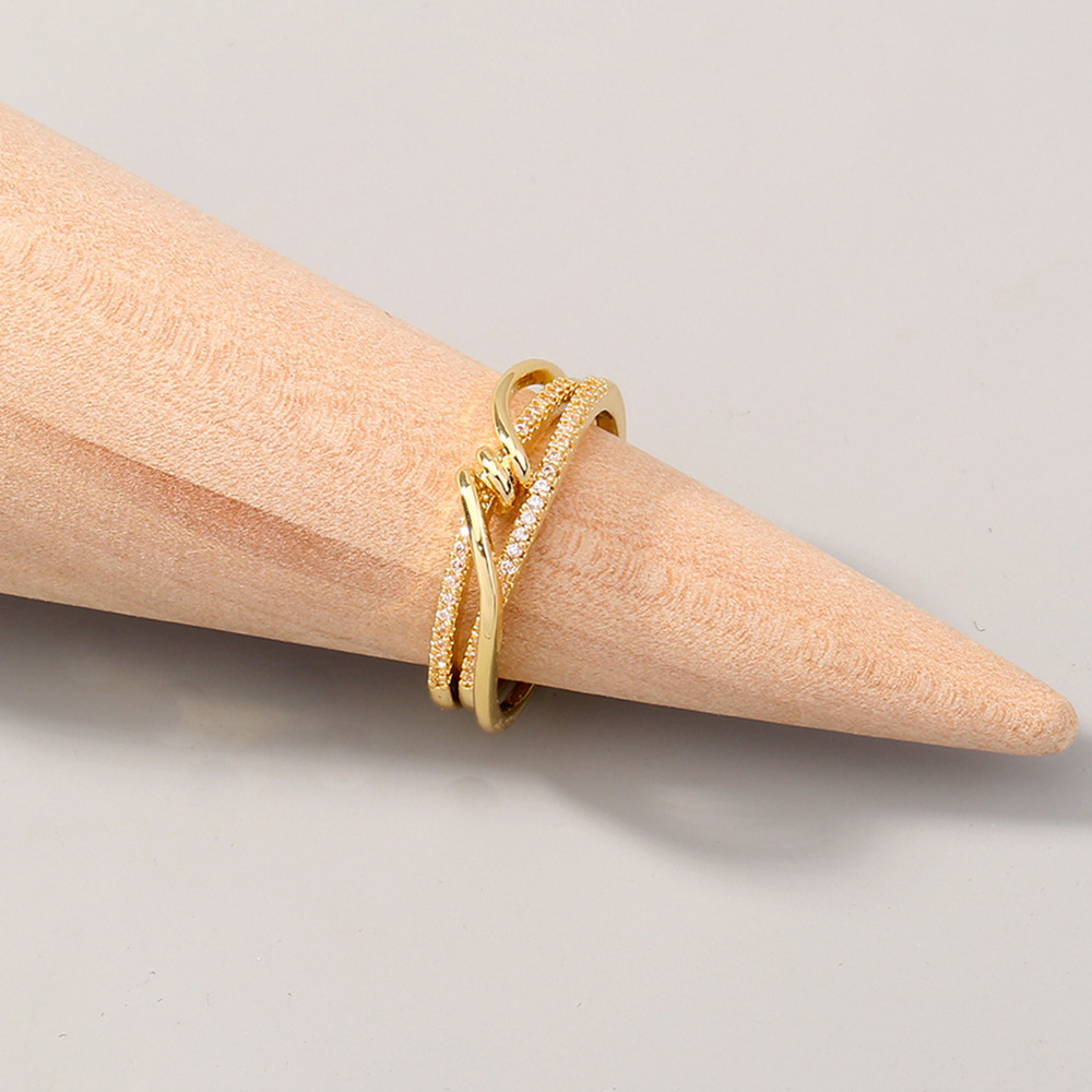 wholesale jewelry knotted micro zircon multi-layer copper ring Nihaojewelry