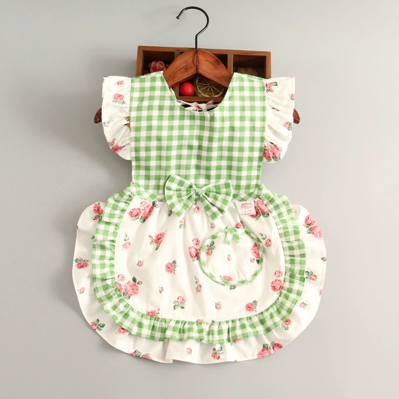 & Рубашка для маленьких девочек, одежда для еды, водонепроницаемый детский фартук принцессы, детский нагрудник из чистого хлопка, детский нагрудник с карманом для риса, без рукавов