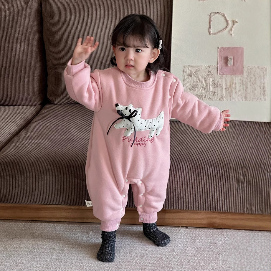 Ropa de una pieza de invierno para recién nacidos, ropa de escalada gruesa y cálida, 0-2 años, versión coreana de una chaqueta de algodón de estilo occidental