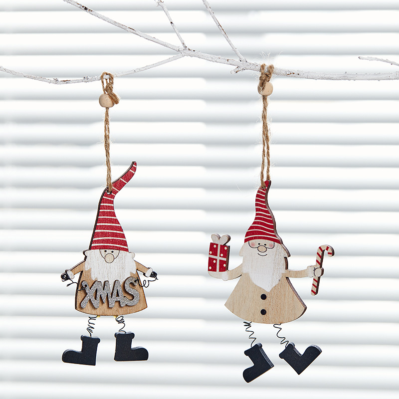 Nuevos productos transfronterizos de madera de peluche colgante de Santa Navidad decoración del árbol de Navidad colgante de estilo retro