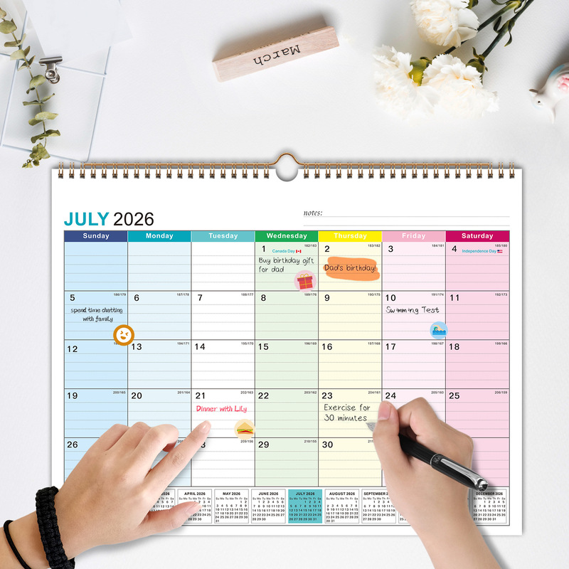 Cross-Border Exclusive Supply of 2026-2027 English Wall Calendar Amazon Simple Wall-Mounted Calendar English Calendar