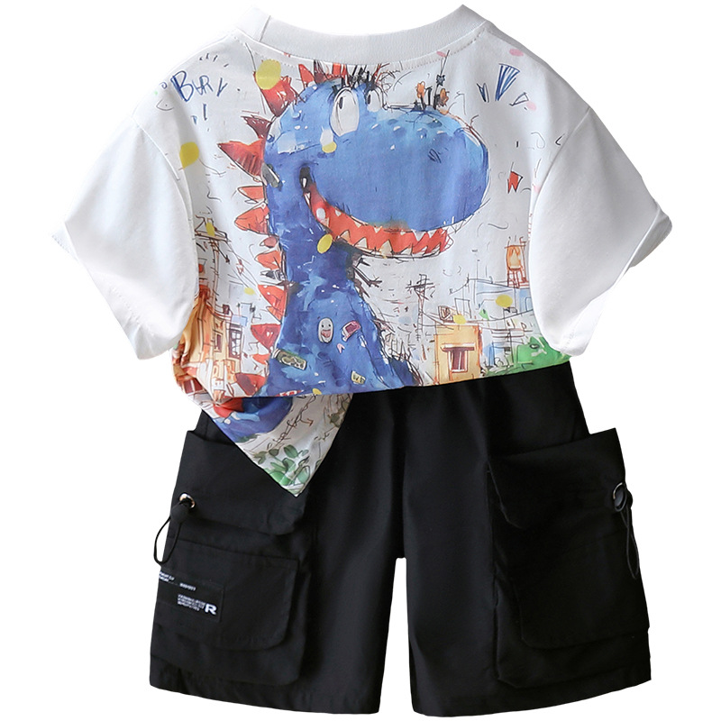 7290 Traje de manga corta para niños 2025 nueva ropa coreana de estilo occidental de verano para niños Camiseta de verano de dos piezas de verano