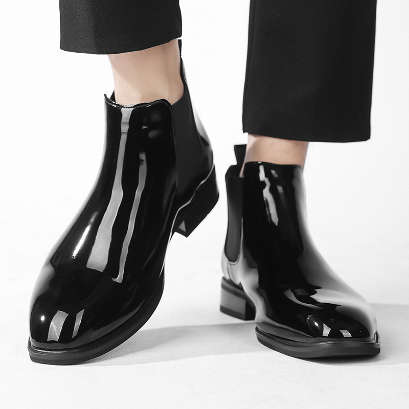 2024 zapatos de hombre transfronterizos botas casuales de cuero de moda para hombres zapatos de cuero de negocios brillante botas de cuero de punta
