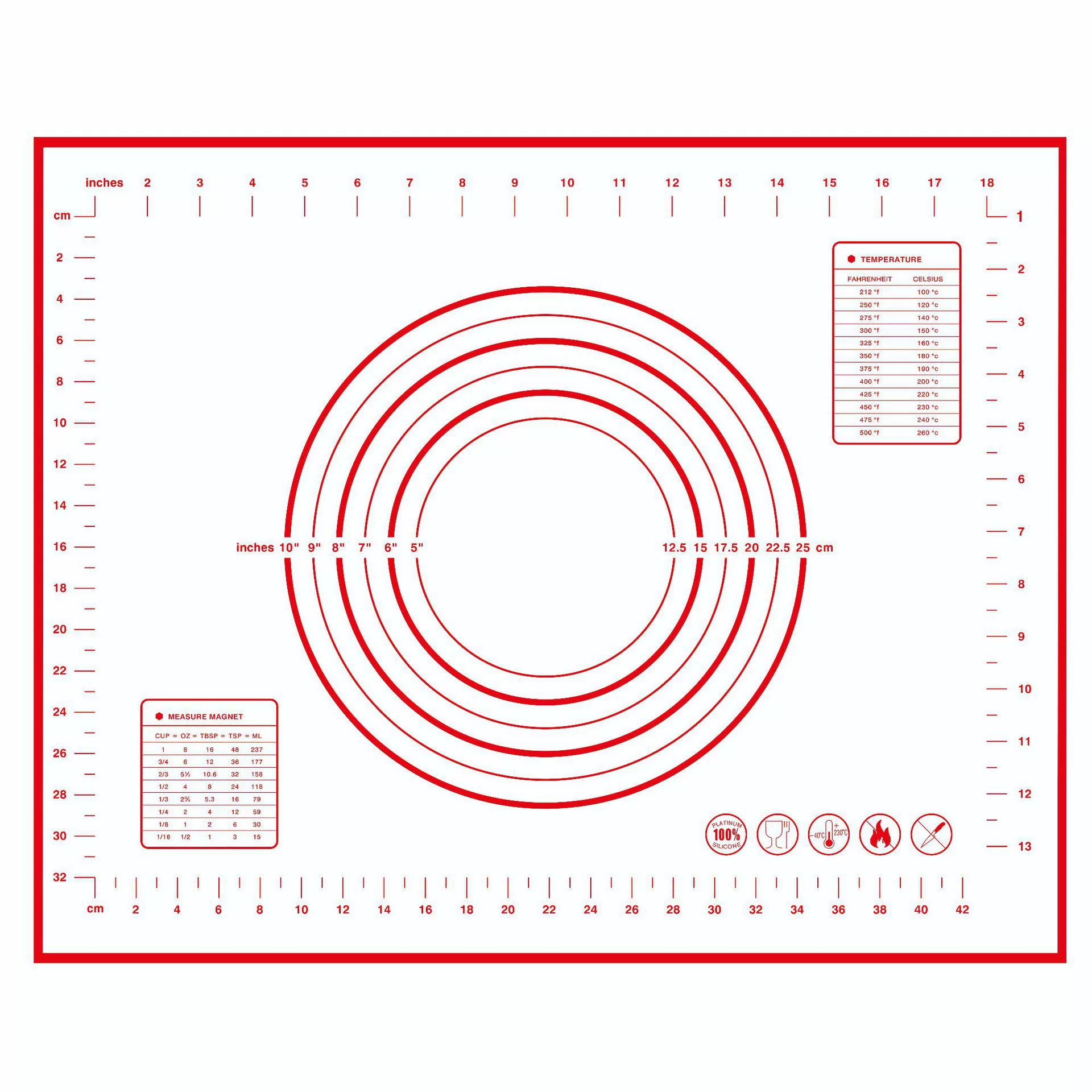 Silicone Kneading Pad, Baking/Rolling Cushion, Multiple Sizes 30×40–60×80 cm, 0.35 mm