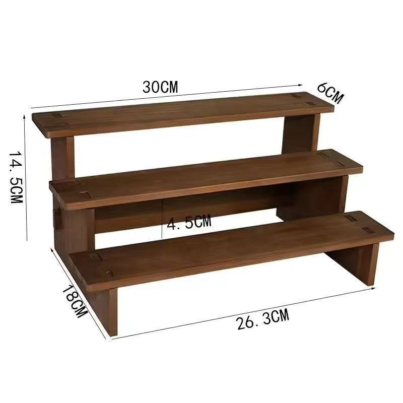 木製の収納棚の手作りのおもちゃの陳列棚のテーブルの置物の階層式の模型の展示台の実木の置き棚