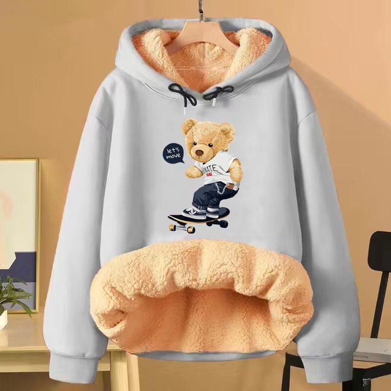 Damen Kapuzenpullover Aus Lammfell Für Paare Herbst Winter Mode_voghion.com