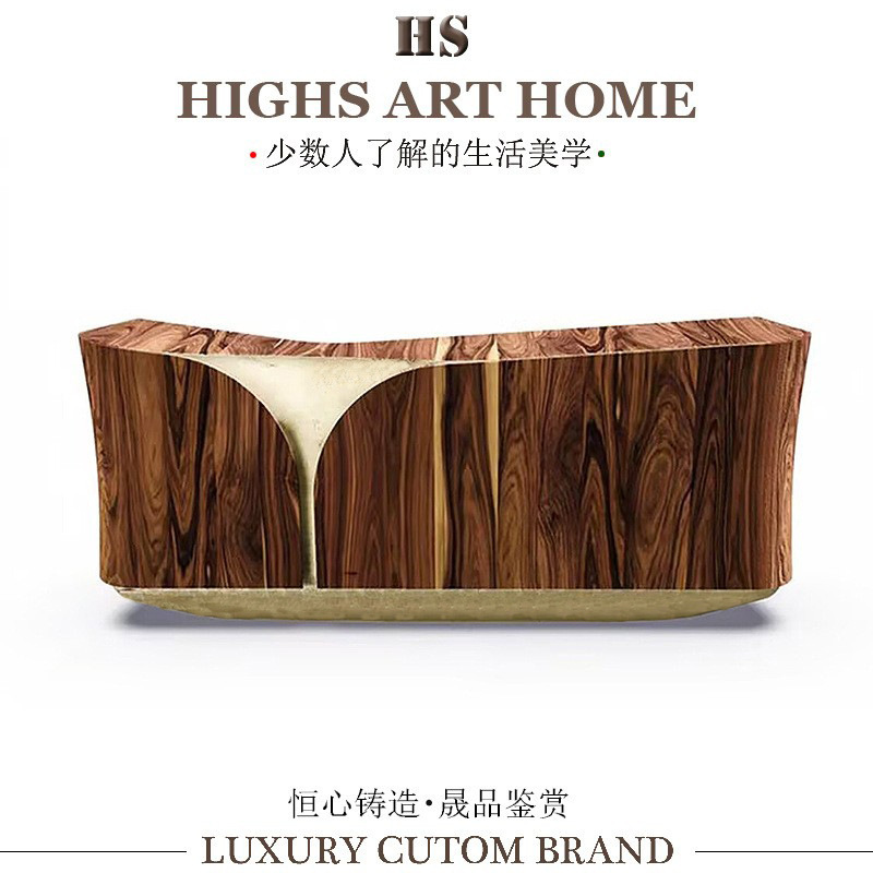 Italian Accessible Luxury Solid Wood Sideboard Creative High-End Sense Entry Wall Entrance Cabinet House Mansion Living Room Decorative Cabinet