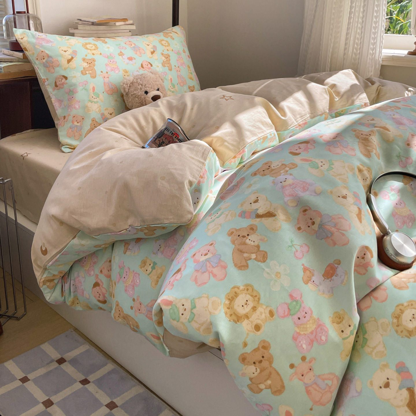 ropa de cama de cuatro piezas de algodón 2026 nueva sábanas cubierta colcha de cama dormitorio de estudiantes niños tres piezas de conjunto
