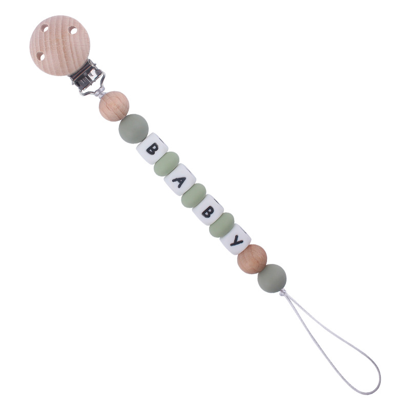 Suministros para bebés Beech chupete clip calmante bebé silicona DIY nombre mordedura molar chupete cadena anti-caída de la cadena