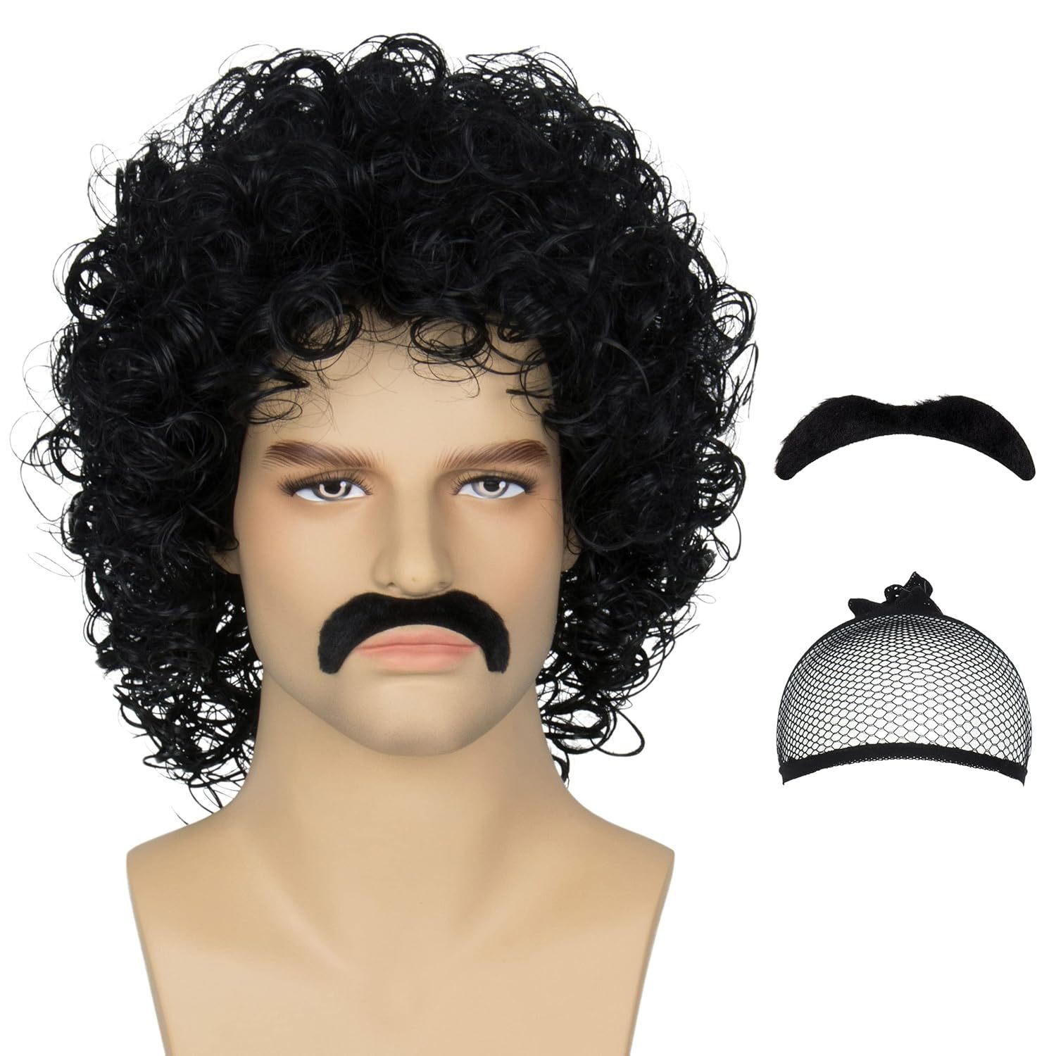 Cross-Border Halloween Cos Wig Disco Carnival Party Hip-Hop Rock Black Short Curly Hair European and American Wig