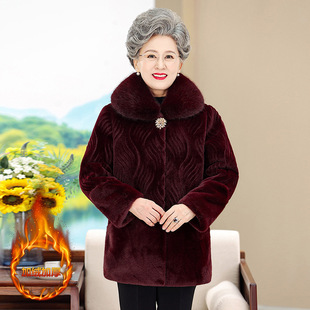 Флисовый бархатный пуховик, одежда для матери, куртка, для среднего возраста, 80 лет