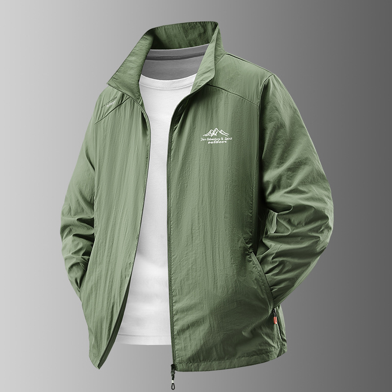 Ice Silk Sun Protection Clothing Men's Summer Thin Simple Color Outdoor Loose Large Size Hooded Sun Protection Clothing Jacket