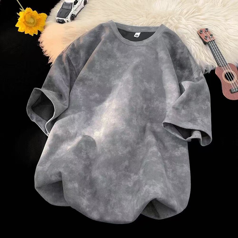 Tie-Dye Loose Short-Sleeved T-Shirt for Men, Summer Trendy Korean Style Round Neck Casual Versatile Top, New Style Sorona Breathable