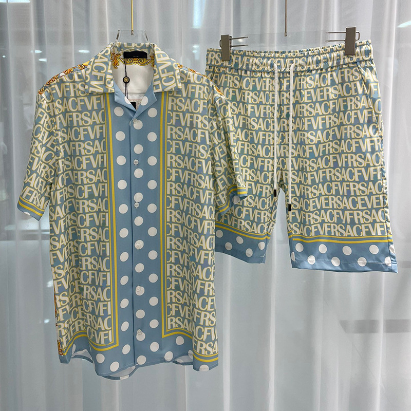 Camisas de manga corta y pantalones cortos de playa para hombre, estilo casual, moda europea y americana, tendencia transfronteriza, verano 2024