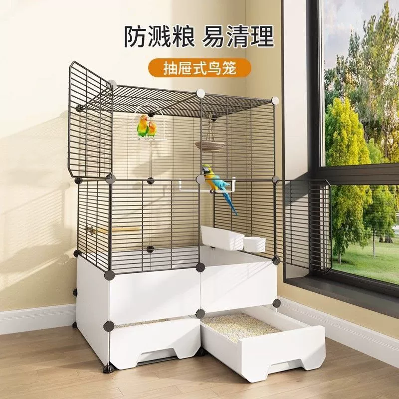 Bird Bird Cage Tiger Parrot Thrush Cage Special Cage Xuanfeng Acacia Bird Splash Family Large Iron Art Bird Cage