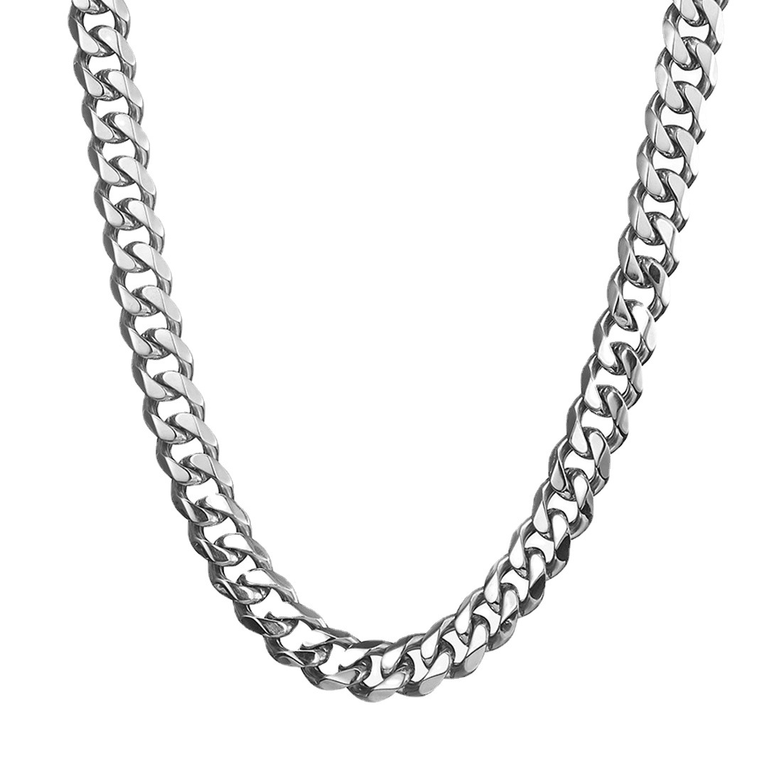 Colar hexagonal em aço titânio polido estilo hip-hop_voghion.com
