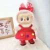 KD red leather shoes + white sweater colorful balls and velvet new year skirt