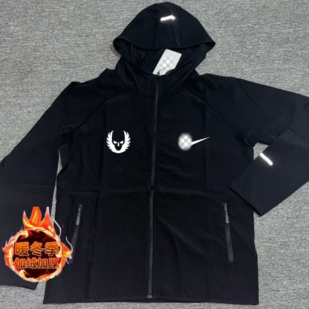 Polar Fleece Autumn and Winter Reflective Night Running Jacket for Men and Women, Windproof Jacket for Track and Field Training, Running, Fitness, and Sports