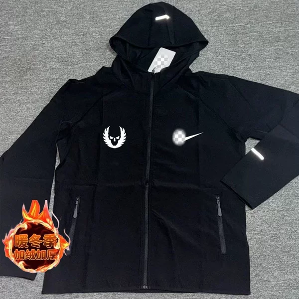 Polar Fleece Autumn and Winter Reflective Night Running Jacket for Men and Women, Windproof Jacket for Track and Field Training, Running, Fitness, and Sports