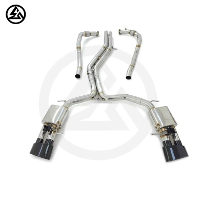 Suitable for Audi RS6 RS7 C8 4.0T valve-type rear and front exhaust pipes with glossy black tail pipes