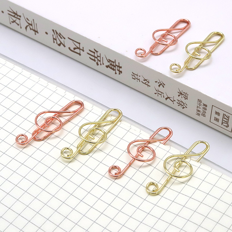 Factory Direct Sale Cartoon Music Note Shaped Creative Fun Asymmetric Paper Clip Bookmark Electroplated Pin