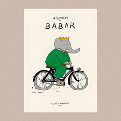 Babar animated elephant Danish design cartoon pop art poster painting desk decor canvas