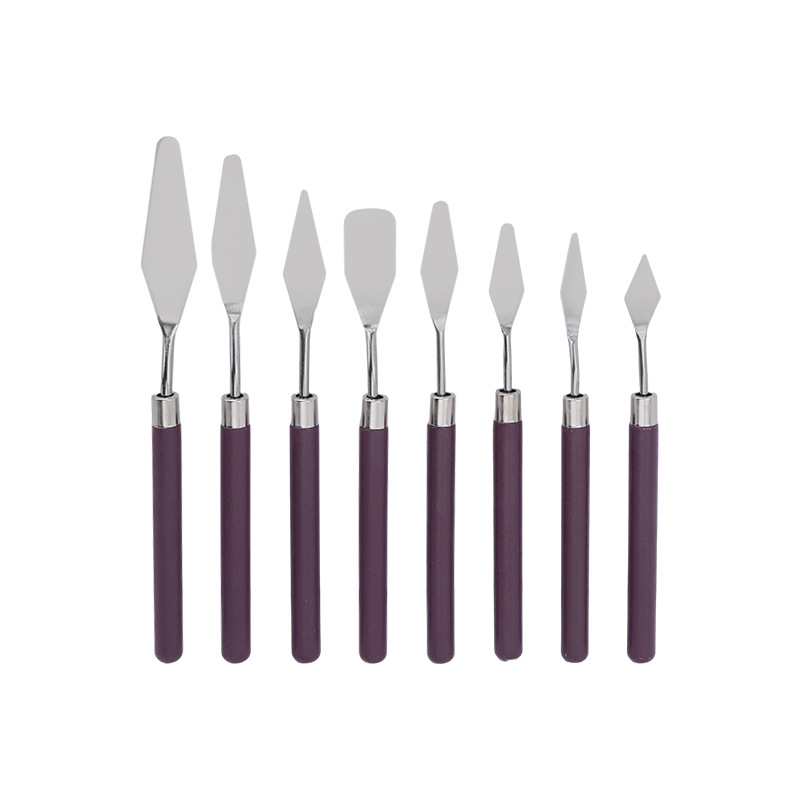 Raspador de pintura al óleo Aguada acrílica Pigmento Cuchillo de paleta Art Juego de 8 piezas Pala de paleta de color en forma de diamante Pigmento de pintura al óleo raspador pequeño