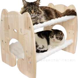 木制宠物床木质猫咪摇床多猫家庭猫窝宠物摇床摇摇椅双层木质猫窝