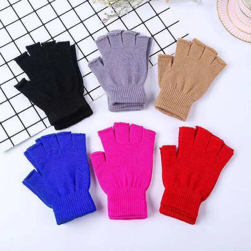 New Colorful Half-Finger Insulated Gloves for Men and Women, Thin Winter Knit Cold-Proof Riding Work Writing Finger-Revealing Gloves