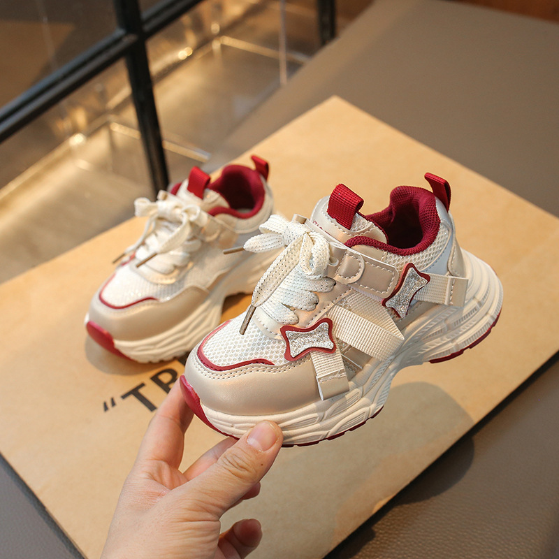女の子スポーツシューズ男の子ファッションお父さん靴 2025 春と秋の新しい子供用ランニングシューズメッシュ通気性カジュアルシューズ|undefined