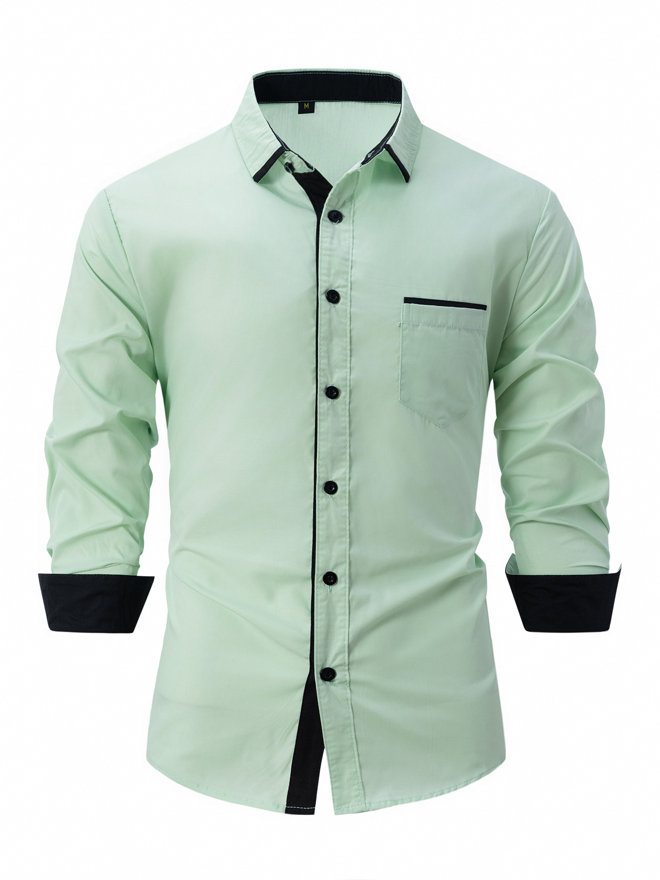 2024 New Fashion Wear Spring And Autumn Cotton Men's Color Block Business Slim Fit Casual Long Sleeved Shirt_voghion.com