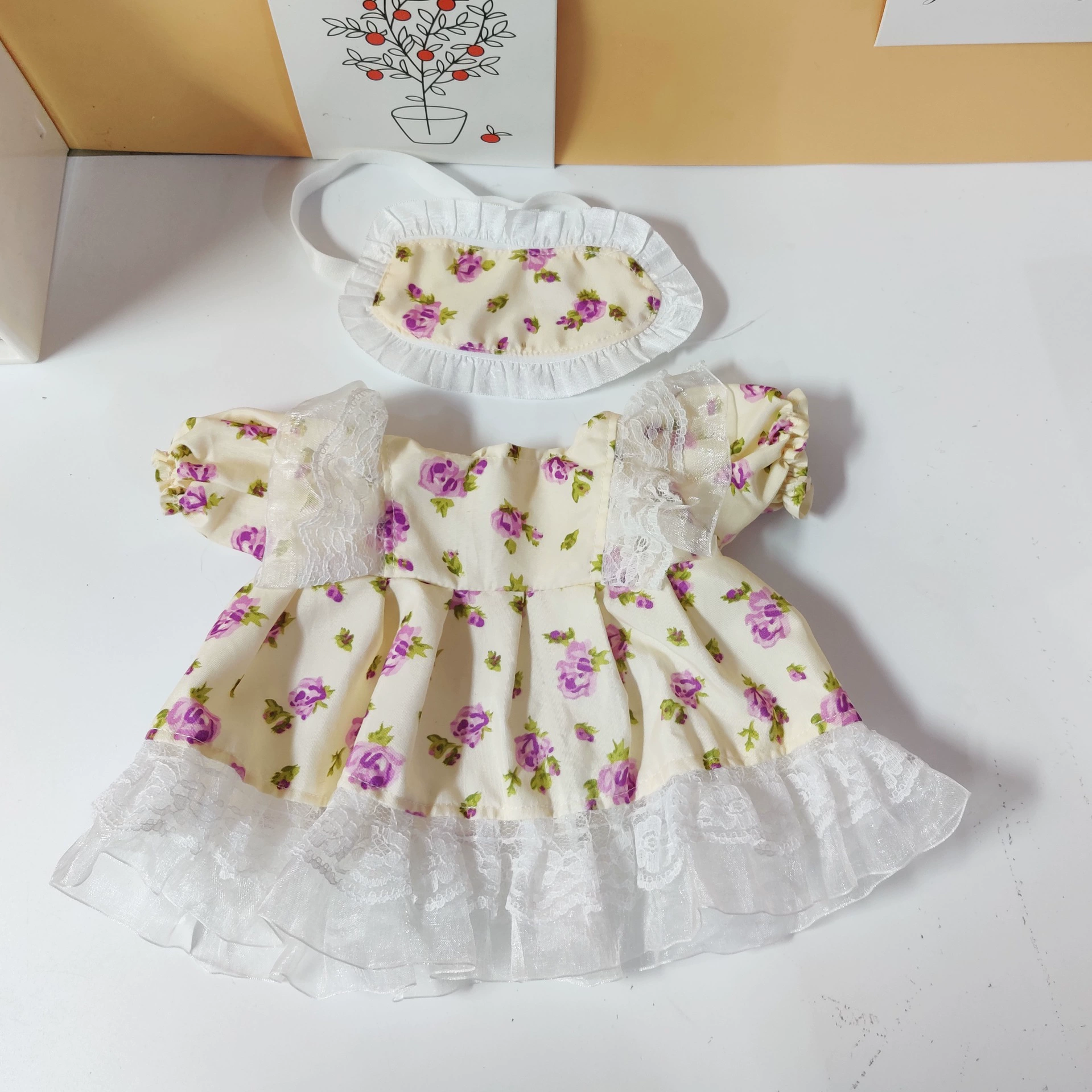 Кукла, платье, юбка, 30 см, с маленькими мишками, детская одежда