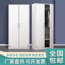 现代简约二门更衣柜对开门落地铁皮储物员工宿舍存放柜文件柜